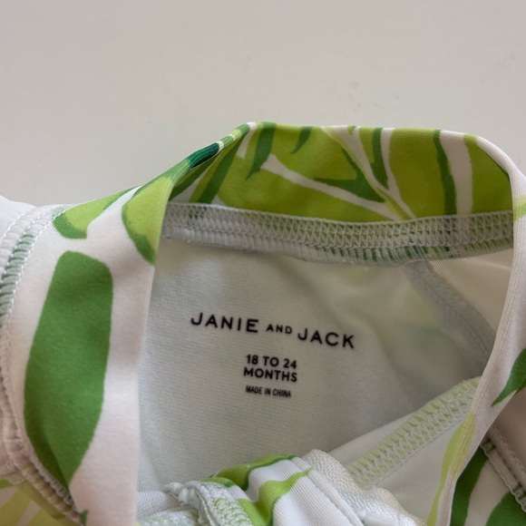 Janie & Jack Tropical Palm Rash Guard One Piece + Linen Shirt Set Baby Boy 18-24 - Picture 4 of 6